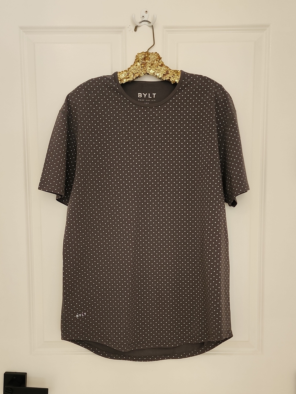 BYLT Basics Charcoal Short Sleeve Tee with Micro Dot Print